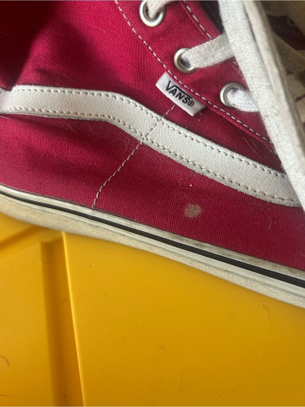 Vans Red High-Top Canvas Sneakers with White Stripe